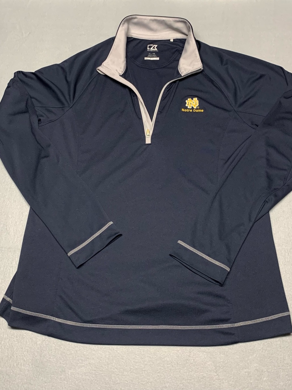 Cutter & Buck Navy and Gray Quarter-Zip Notre Dame Pullover